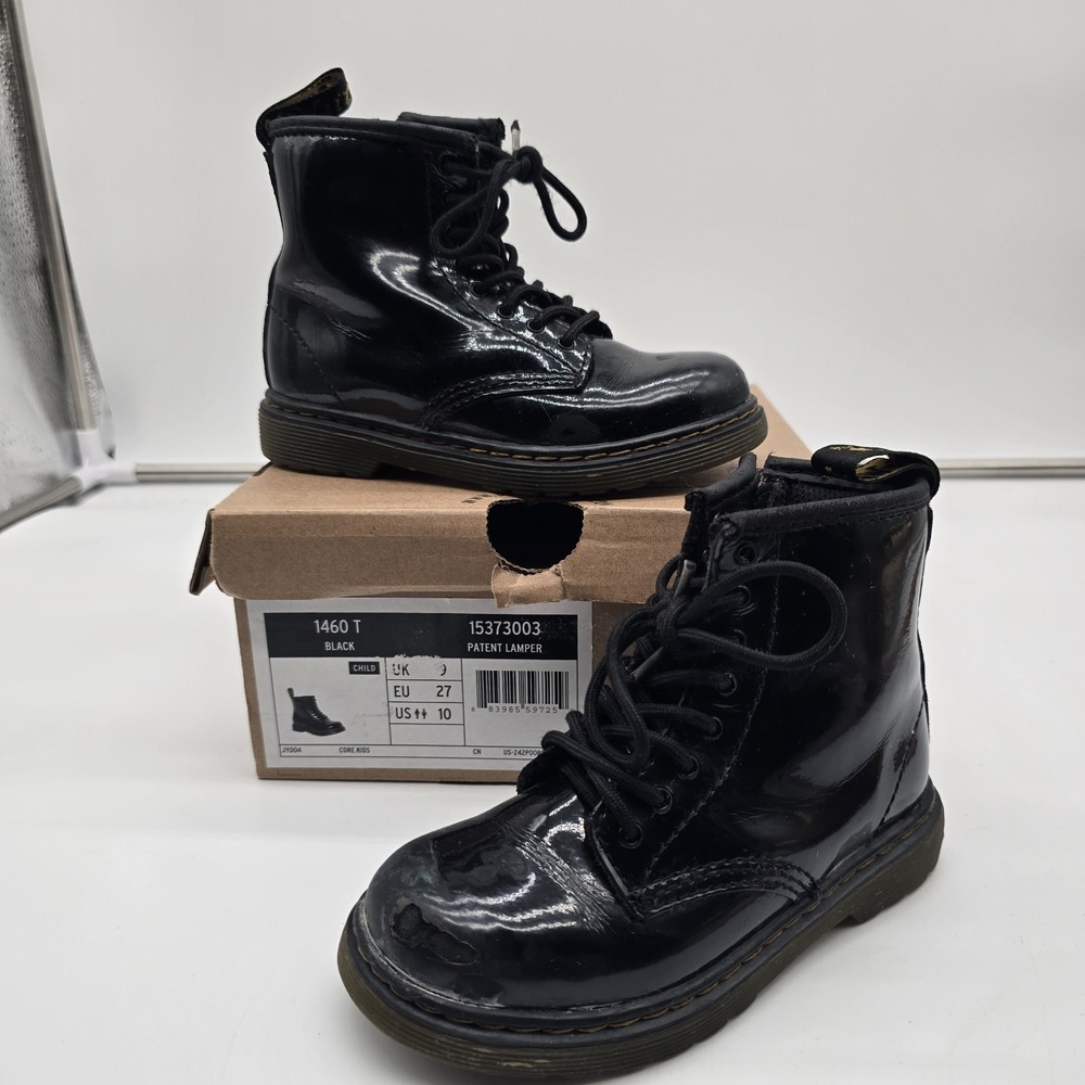 Dr. Martens  Toddler 1460 T  Black Patent Leather Ankle Boots Size US 10
